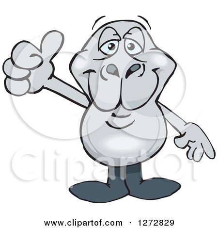 Clipart of a Happy Dugong Giving a Thumb up - Royalty Free Vector Illustration by Dennis Holmes Designs