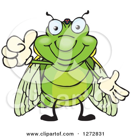 Clipart of a Happy Cicada Giving a Thumb up - Royalty Free Vector Illustration by Dennis Holmes Designs