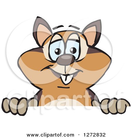 Clipart of a Happy Chipmunk Peeking over a Sign - Royalty Free Vector Illustration by Dennis Holmes Designs