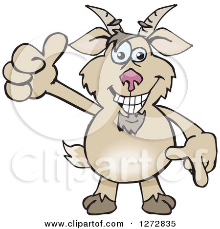 Clipart of a Happy Brown Goat Giving a Thumb up - Royalty Free Vector Illustration by Dennis Holmes Designs