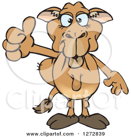 Clipart of a Blue Eyed Camel Giving a Thumb up - Royalty Free Vector Illustration by Dennis Holmes Designs