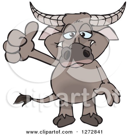 Clipart of a Happy Buffalo Giving a Thumb up - Royalty Free Vector Illustration by Dennis Holmes Designs
