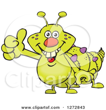 Clipart of a Happy Green Caterpillar Giving a Thumb up - Royalty Free Vector Illustration by Dennis Holmes Designs