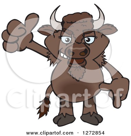 Clipart of a Bison Giving a Thumb up - Royalty Free Vector Illustration by Dennis Holmes Designs