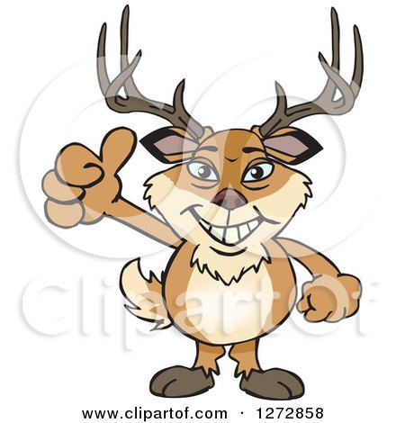 Clipart of a Happy Buck Deer Giving a Thumb up - Royalty Free Vector Illustration by Dennis Holmes Designs