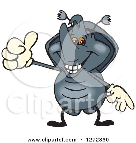 Clipart of a Happy Rhino Beetle Holding a Thumb up - Royalty Free Vector Illustration by Dennis Holmes Designs