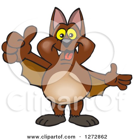 Clipart of a Happy Bat Giving a Thumb up - Royalty Free Vector Illustration by Dennis Holmes Designs