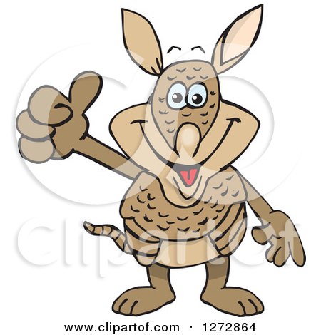 Clipart of a Happy Armadillo Giving a Thumb up - Royalty Free Vector Illustration by Dennis Holmes Designs