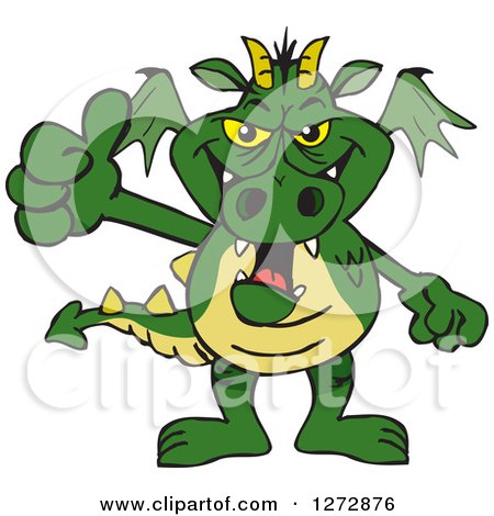 Clipart of a Green Dragon Giving a Thumb up - Royalty Free Vector Illustration by Dennis Holmes Designs
