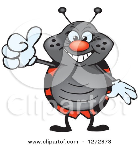 Clipart of a Happy Ladybug Holding a Thumb up - Royalty Free Vector Illustration by Dennis Holmes Designs