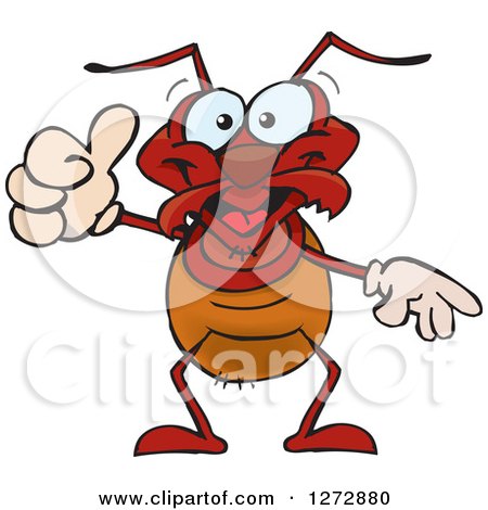 Clipart of a Happy Ant Giving a Thumb up - Royalty Free Vector Illustration by Dennis Holmes Designs