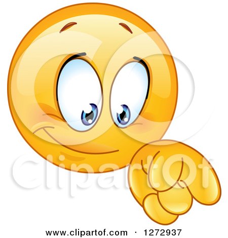 Clipart of a Smiley Emoticon Pointing down - Royalty Free Vector Illustration by yayayoyo