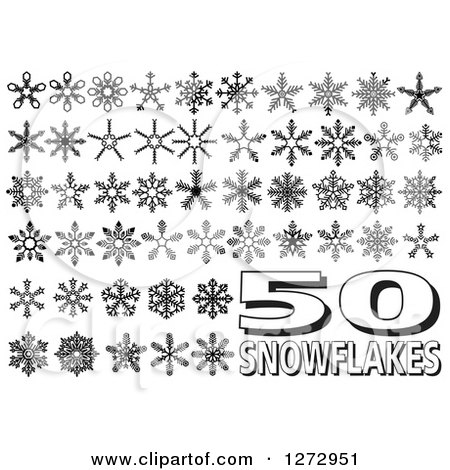 Clipart of Black and White Snowflakes on White - Royalty Free Vector Illustration by dero