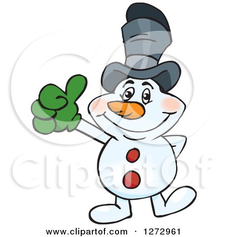 Clipart of a Happy Snowman Wearing a Top Hat and Giving a Thumb up - Royalty Free Vector Illustration by Dennis Holmes Designs