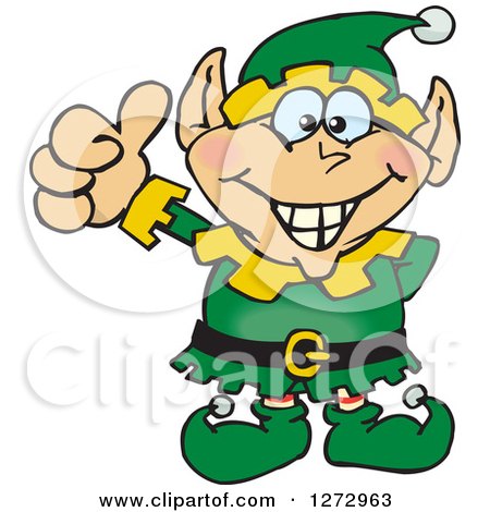Clipart of a Happy Male Christmas Elf Giving a Thumb up - Royalty Free Vector Illustration by Dennis Holmes Designs