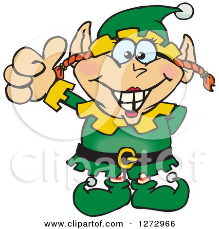 Clipart of a Happy Female Christmas Elf Giving a Thumb up - Royalty Free Vector Illustration by Dennis Holmes Designs