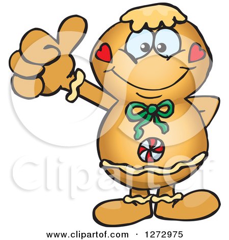 Clipart of a Happy Gingerbread Man Giving a Thumb up - Royalty Free Vector Illustration by Dennis Holmes Designs