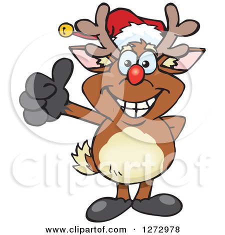 Clipart of a Happy Rudolph Christmas Reindeer Giving a Thumb up - Royalty Free Vector Illustration by Dennis Holmes Designs