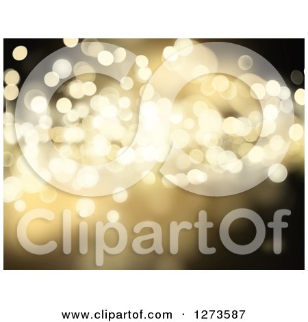 Clipart of a Golden Christmas Background with Glittery Bokeh Lights - Royalty Free Illustration by KJ Pargeter