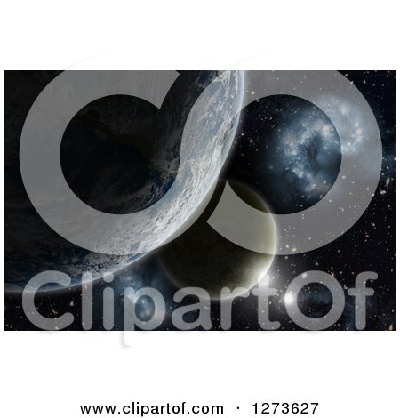 Clipart of a 3d Planet Earth and Nebula Background - Royalty Free Illustration by KJ Pargeter