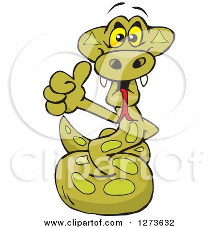 Clipart of a Happy Python Snake Giving a Thumb up - Royalty Free Vector Illustration by Dennis Holmes Designs