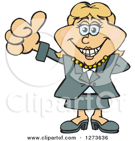 Clipart of a Happy Blond White Business Woman Giving a Thumb up - Royalty Free Vector Illustration by Dennis Holmes Designs