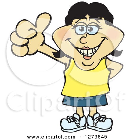 Clipart of a Happy Casual Asian Woman Giving a Thumb up - Royalty Free Vector Illustration by Dennis Holmes Designs