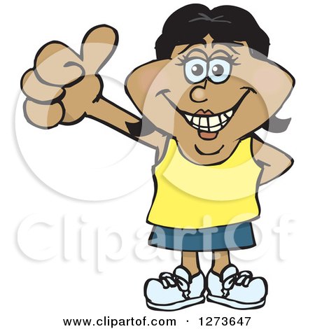 Clipart of a Happy Casual Black Woman Giving a Thumb up - Royalty Free Vector Illustration by Dennis Holmes Designs