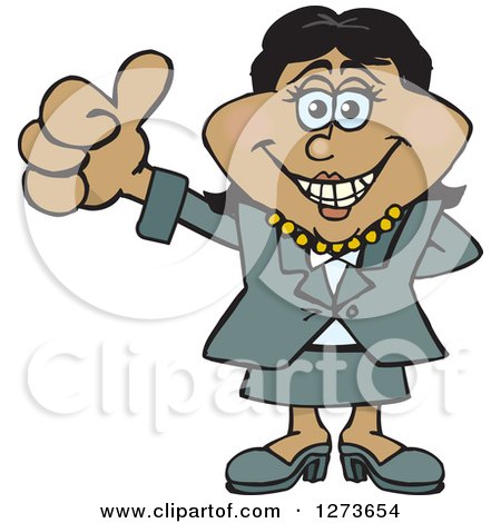 Clipart of a Happy Black Business Woman Giving a Thumb up - Royalty Free Vector Illustration by Dennis Holmes Designs