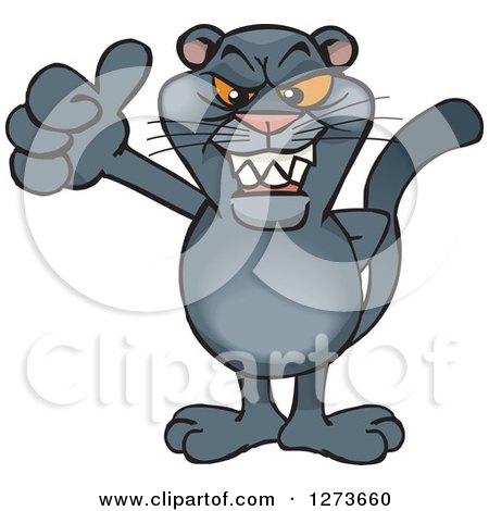 Clipart of a Black Panther Giving a Thumb up - Royalty Free Vector Illustration by Dennis Holmes Designs