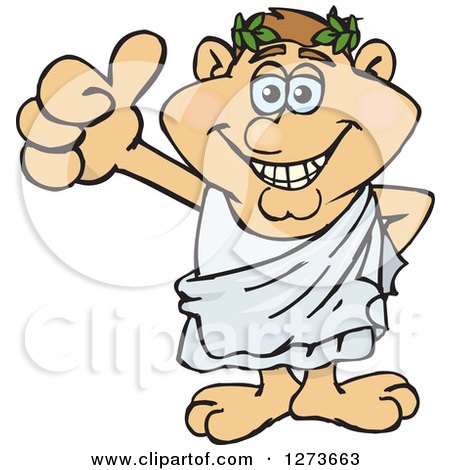 Clipart of a Happy Greek Man in a Toga, Giving a Thumb up - Royalty Free Vector Illustration by Dennis Holmes Designs