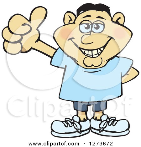 Clipart of a Happy Asian Man Giving a Thumb up - Royalty Free Vector Illustration by Dennis Holmes Designs