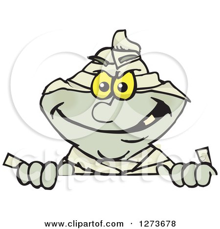 Clipart of a Mummy Peeking over a Sign - Royalty Free Vector Illustration by Dennis Holmes Designs