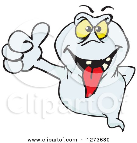 Clipart of a Ghost Giving a Thumb up - Royalty Free Vector Illustration by Dennis Holmes Designs