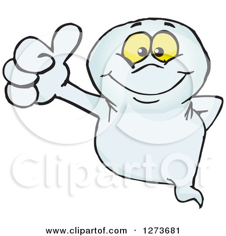 Clipart of a Happy Ghost Giving a Thumb up - Royalty Free Vector Illustration by Dennis Holmes Designs