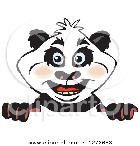 Clipart of a Panda Peeking over a Sign - Royalty Free Vector Illustration by Dennis Holmes Designs