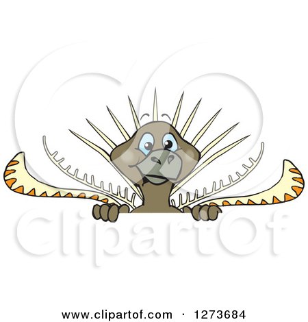 Clipart of a Happy Lyrebird Peeking over a Sign - Royalty Free Vector Illustration by Dennis Holmes Designs
