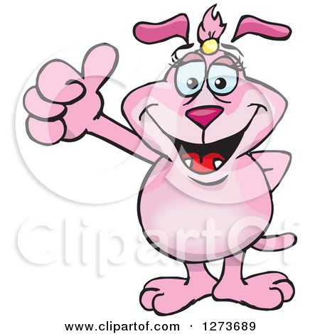 Clipart of a Happy Pink Female Dog Giving a Thumb up - Royalty Free Vector Illustration by Dennis Holmes Designs