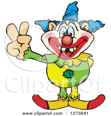 Clipart of a Happy Clown Gesturing Peace - Royalty Free Vector Illustration by Dennis Holmes Designs