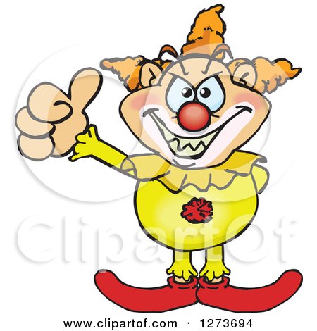 Clipart of a Creepy Clown Giving a Thumb up - Royalty Free Vector Illustration by Dennis Holmes Designs