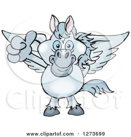 Clipart of a Happy Gray Pegasus Horse Giving a Thumb up - Royalty Free Vector Illustration by Dennis Holmes Designs