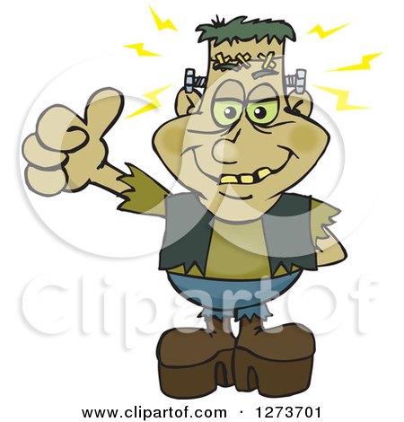 Clipart of a Happy Frankenstein Giving a Thumb up - Royalty Free Vector Illustration by Dennis Holmes Designs