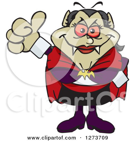 Clipart of a Happy Vampiress Giving a Thumb up - Royalty Free Vector Illustration by Dennis Holmes Designs