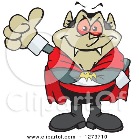 Clipart of a Happy Vampire Giving a Thumb up - Royalty Free Vector Illustration by Dennis Holmes Designs