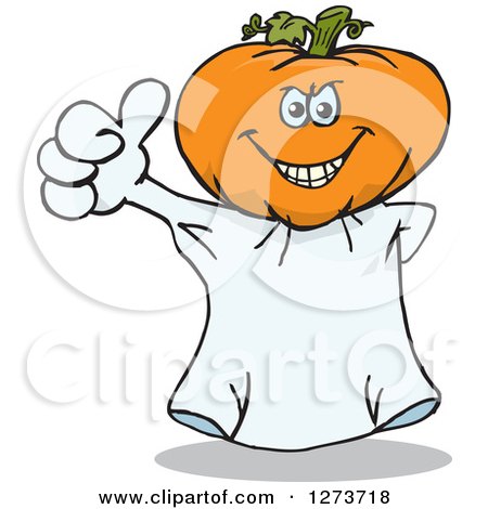 Clipart of a Happy Jackolantern Giving a Thumb up - Royalty Free Vector Illustration by Dennis Holmes Designs