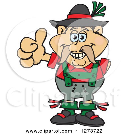 Clipart of a Happy German Oktoberfest Man Giving a Thumb up - Royalty Free Vector Illustration by Dennis Holmes Designs