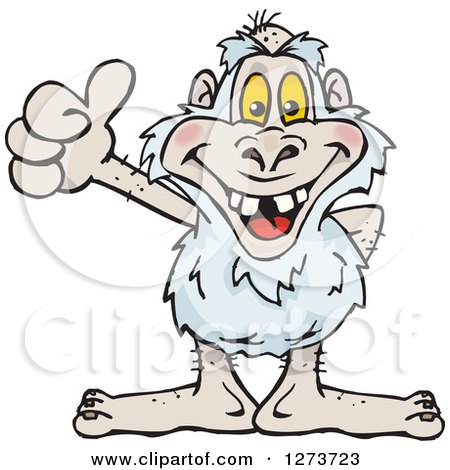 Clipart of a Happy Yeti Giving a Thumb up - Royalty Free Vector Illustration by Dennis Holmes Designs