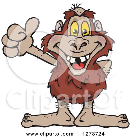 Clipart of a Happy Bigfoot Giving a Thumb up - Royalty Free Vector Illustration by Dennis Holmes Designs