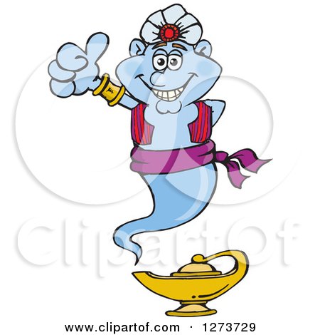 Clipart of a Happy Genie Giving a Thumb up - Royalty Free Vector Illustration by Dennis Holmes Designs
