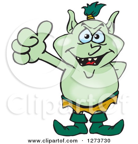 Clipart of a Happy Goblin Giving a Thumb up - Royalty Free Vector Illustration by Dennis Holmes Designs